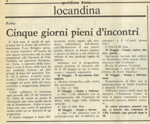 quotidiano donna iniziative collettivo femminista piazza bologna herstory  luoghi storia gruppi Roma 