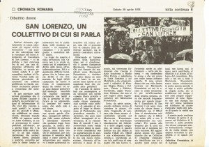 articolo lotta continua San Lorenzo Collettivo herstory  femminismo luoghi donne storia gruppi Roma 