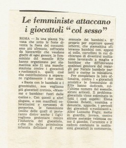 sessismo giocattoli effe herstory  femminismo luoghi donne storia gruppi Roma 