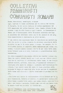 volantino Collettivo femminista comunista Pomponazzi herstory  donne storia collettivi manifestazioni gruppi mappa